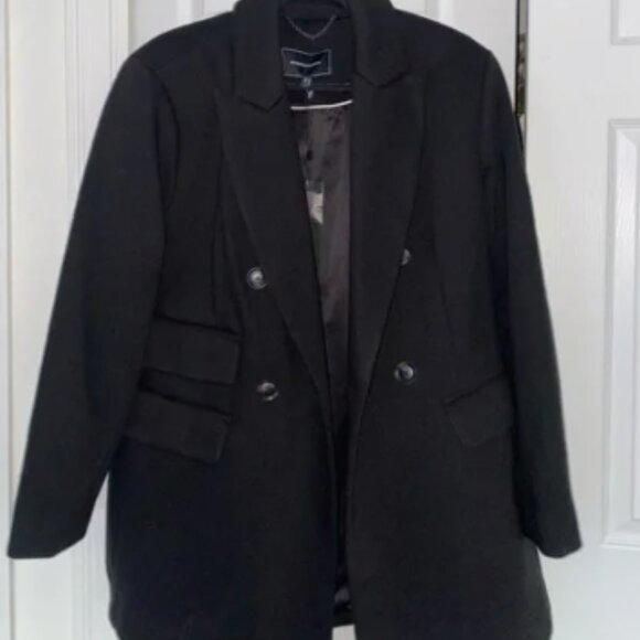 NWT BCBGMaxAzria Pea Coat Black Size Large 15236BM-001 STYLE # 152368M - Picture 1 of 7